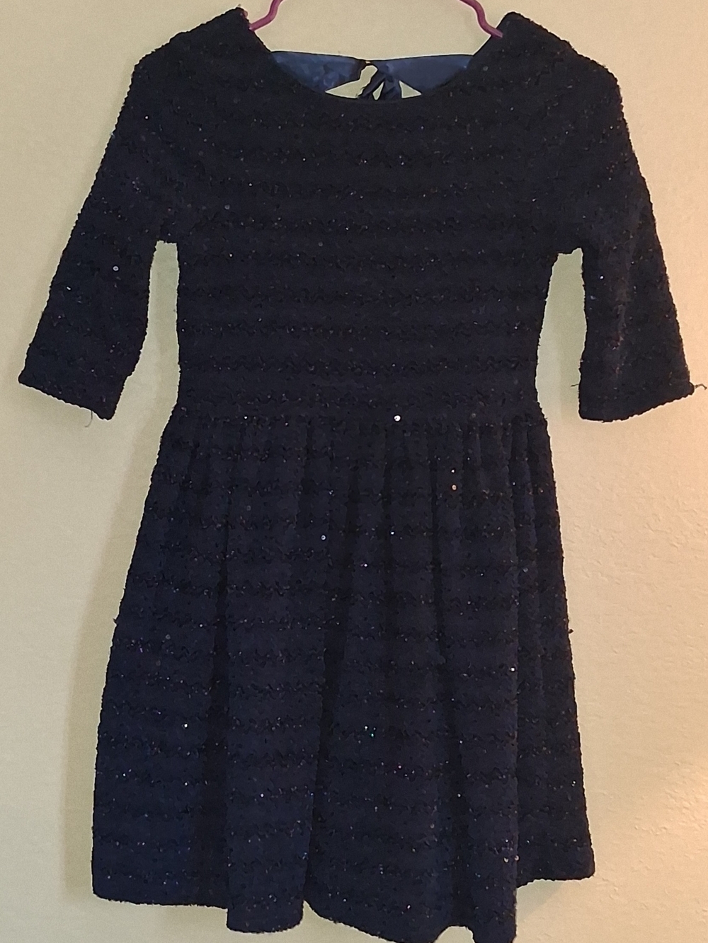 Girls Navy Sparkle Fit & Flare Party Dress